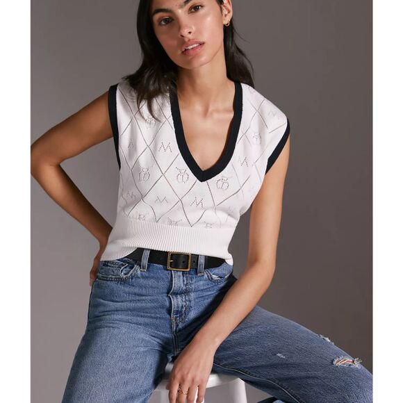 ANTHROPOLOGIE Maeve Violette Icon Logo Vest Sz XS - Picture 1 of 5